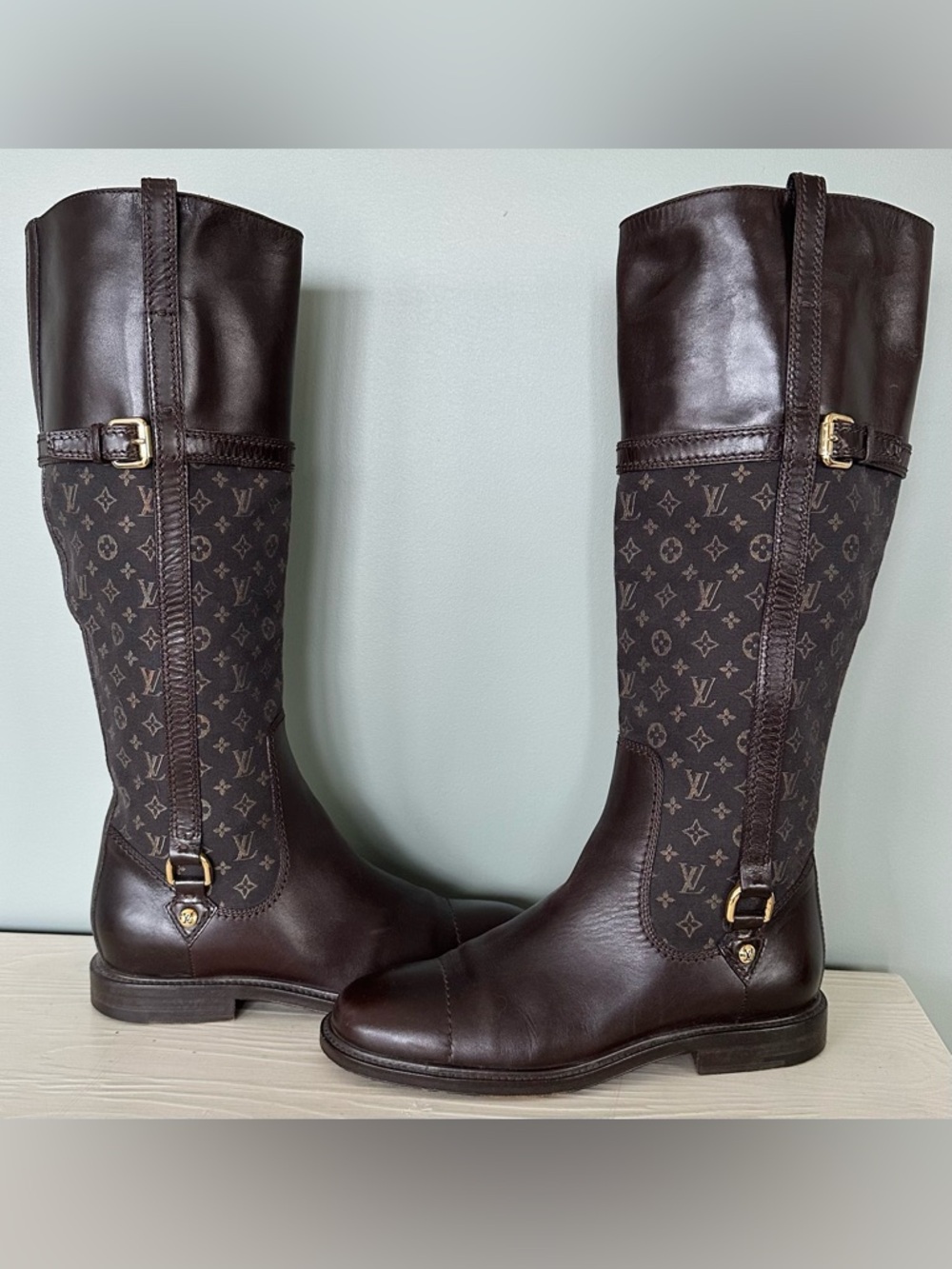 Louis Vuitton Dark Brown Monogram Tall Riding Boots
